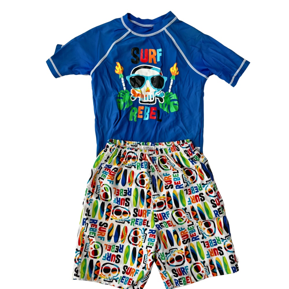 ✨5 for $25✨ Kids Rashguard Set - Blue and Multicolor